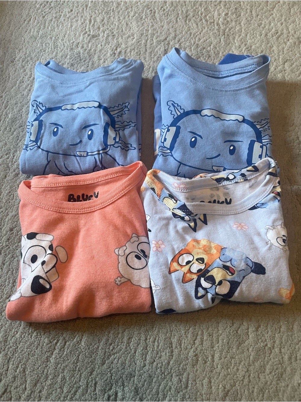 Place Kids 4-Pack Pajama Tops - Light Blue, Coral, Pale Blue